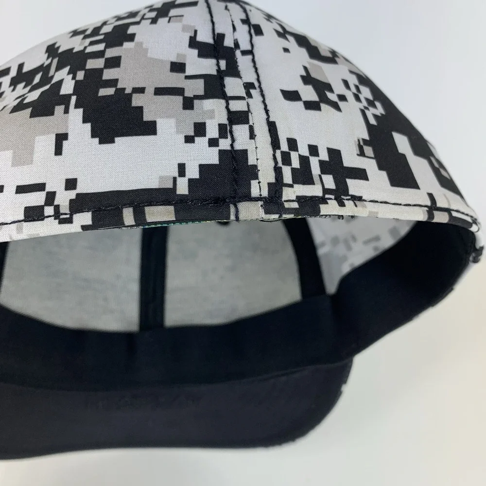 Blank Digital Camo Hat Black Gray Headgear Med Fitted 7 1/8 - 7 3/8 Baseball Cap